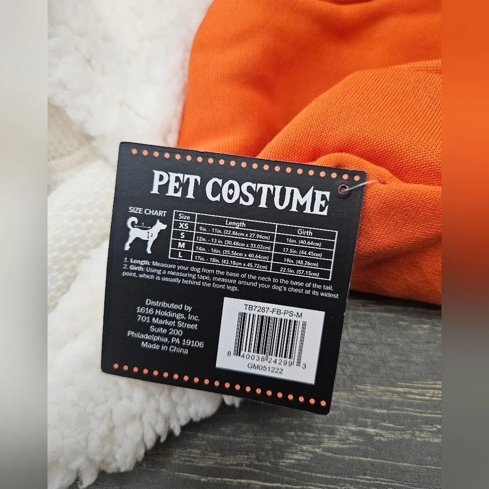 Orange Pet Costume with White Hood